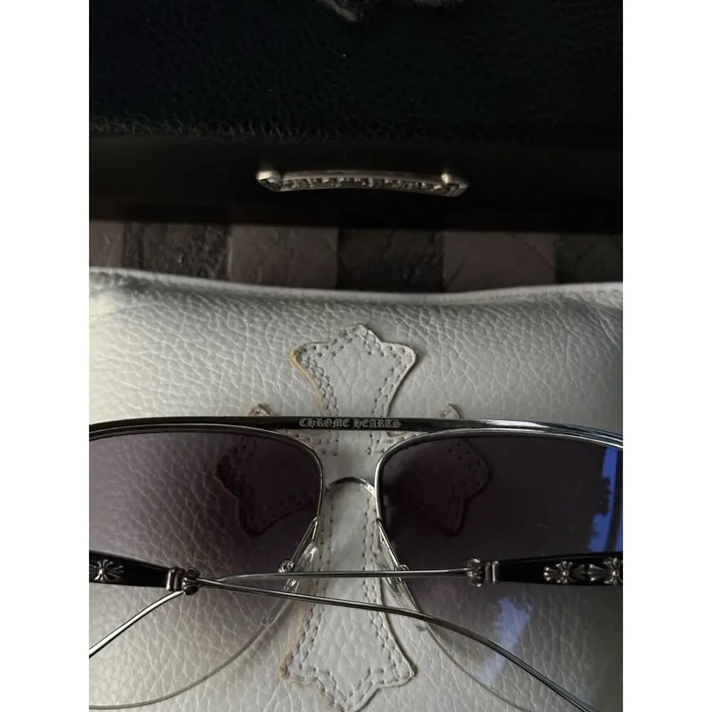 Chrome Hearts SPANKED Sunglasses Silver Black Rare Vintage Discontinued Aviator